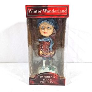 Winter Wonderland Bobbing Head Figurine Sparkle Christmas